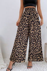 Leopard Print Wide Leg Pants