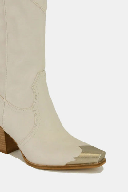 Metal-Toe Block Heel Boots