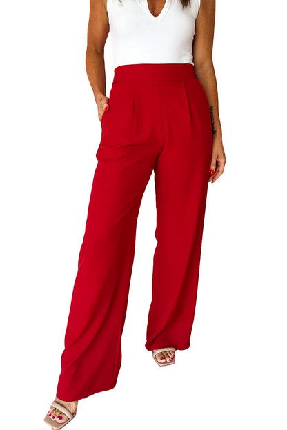Pleated Detail Pull On Pants