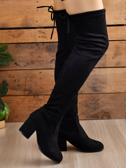 Women's Round Toe Block Heel Boots