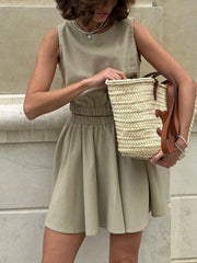 Linen-Cotton Blend Sleeveless Top and Skirt Set