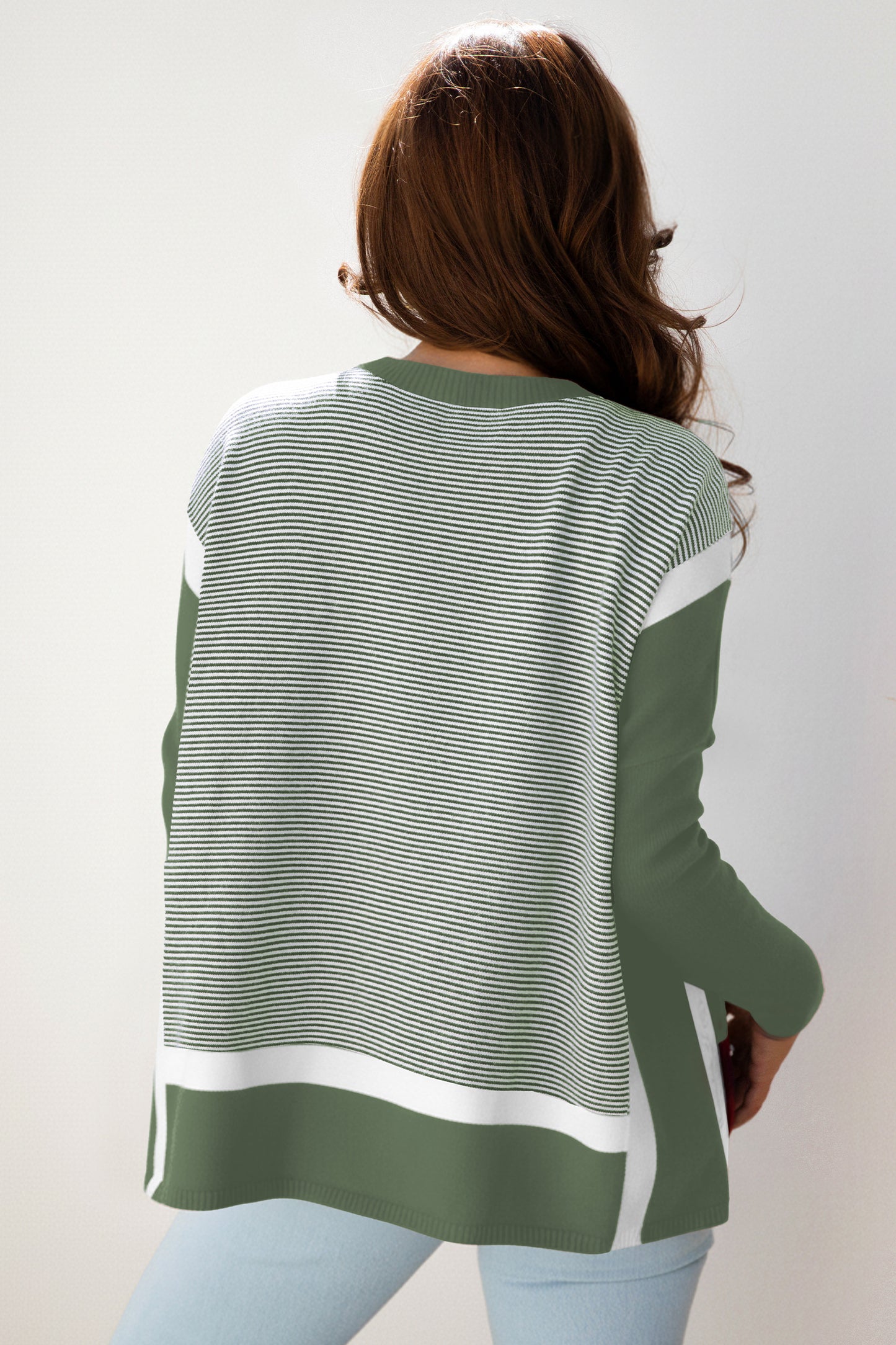 Striped Colorblock Dolman Tunic Sweater