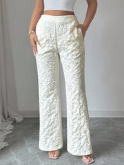 Textured High Waist Wide Leg Pants