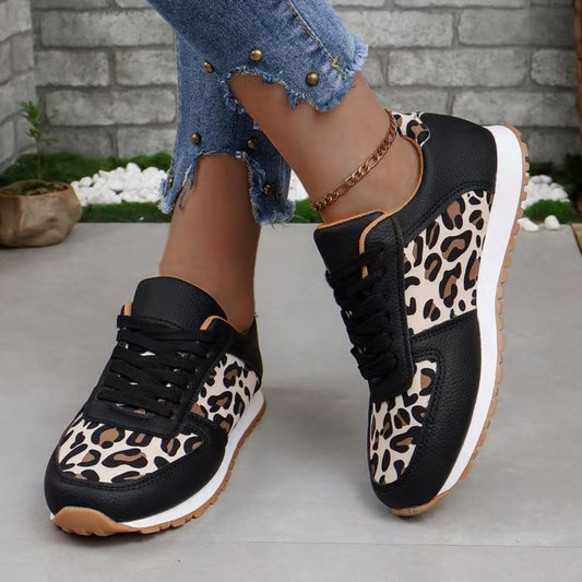 Women's Animal Print Lace Sneakers