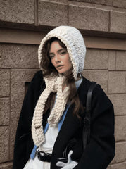 Knitted Hooded Scarf Hat