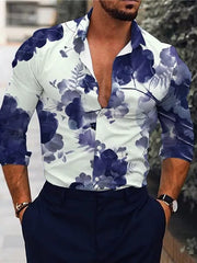 Men's Floral Print Button-Down Shirt