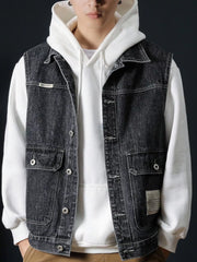 Men's Vintage Washed Denim Vest