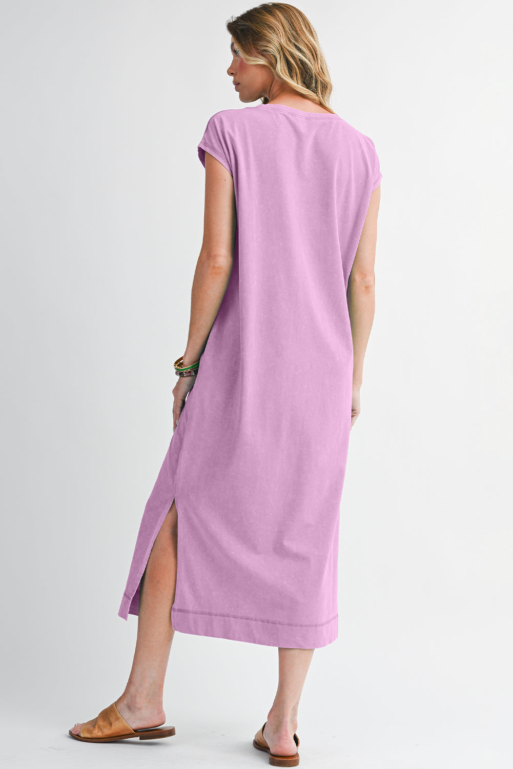Mineral Wash Pocketed T-shirt Dress