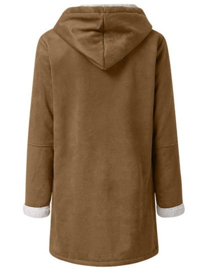 Pocketed Long Sleeve Hooded Toggle Jacket