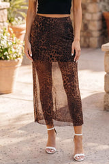 Leopard Sheer Midi Skirt