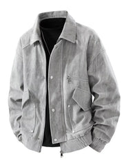 Men's Plus Size Casual Corduroy Snap-Down Jacket