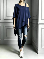 Asymmetrical Neck Short Sleeve Top