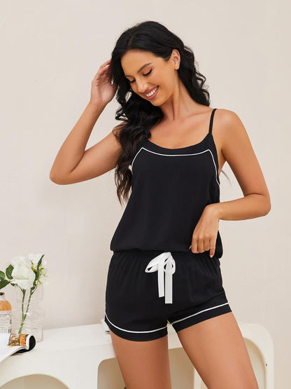 Scoop Neck Spaghetti Strap Top and Shorts Lounge Set