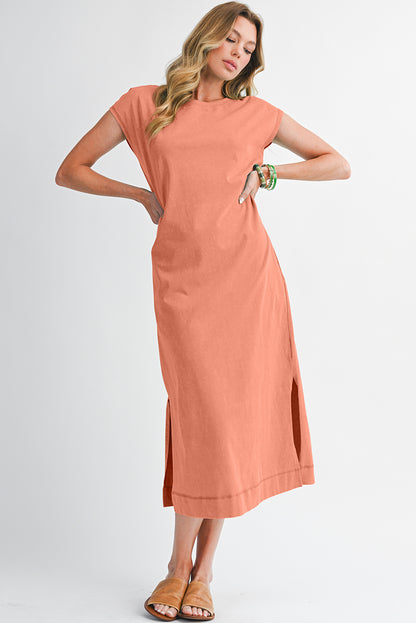 Mineral Wash Pocketed T-shirt Dress