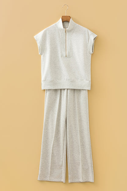 Half Zip Polo Tee Casual Pant Set