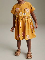 Children's Floral Print Button-Front Dress