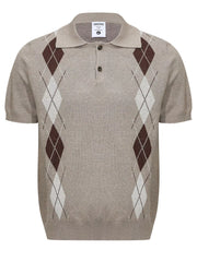 Men's Argyle Knit Short Sleeve Polo