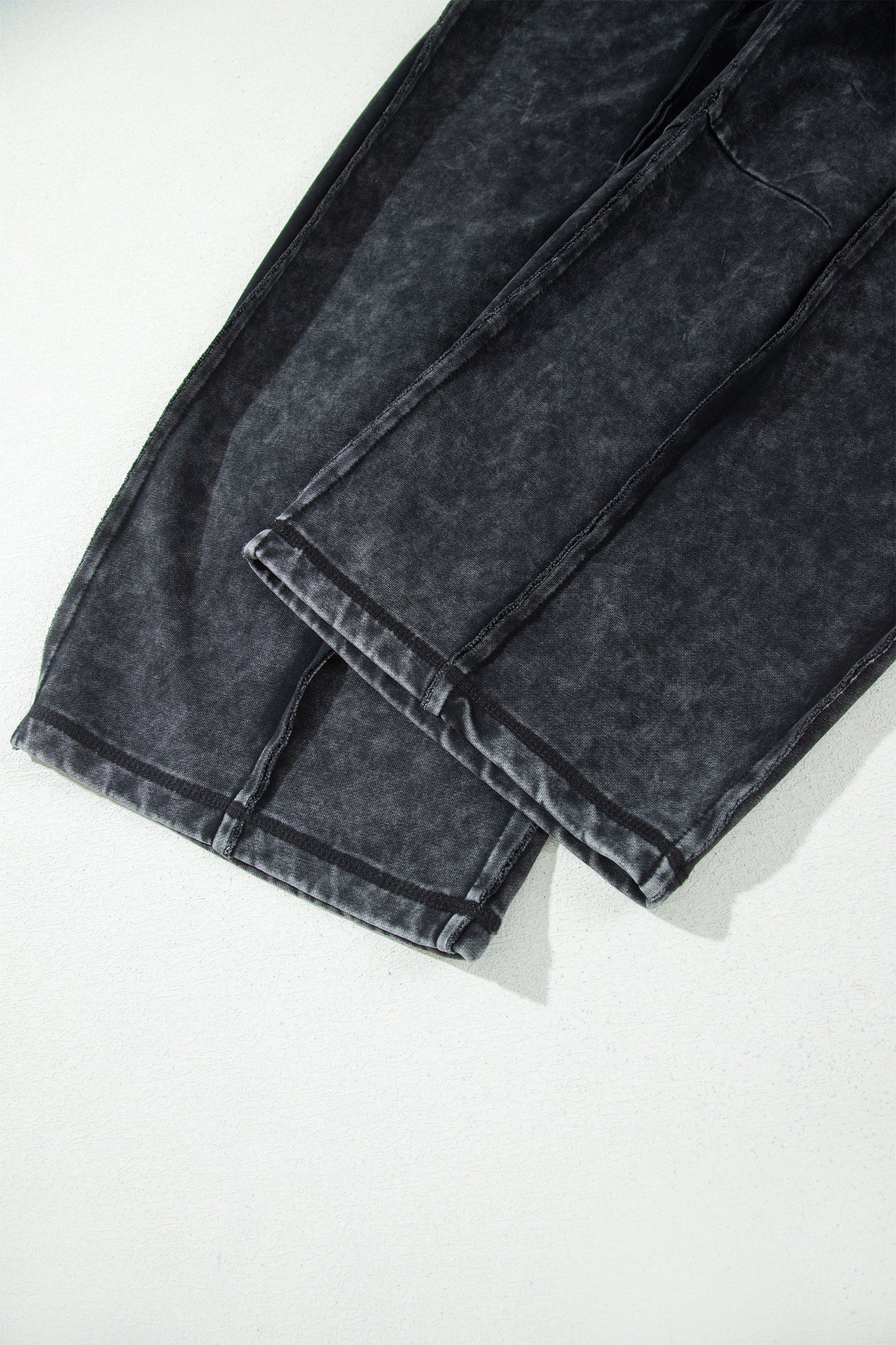 Mineral Wash Raw Seam Drawstring Barrel Pants