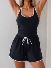 Contrast Trim Scoop Neck One-Piece Swimsuit