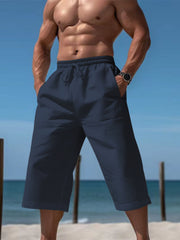 Men's Casual Drawstring Cropped Pants