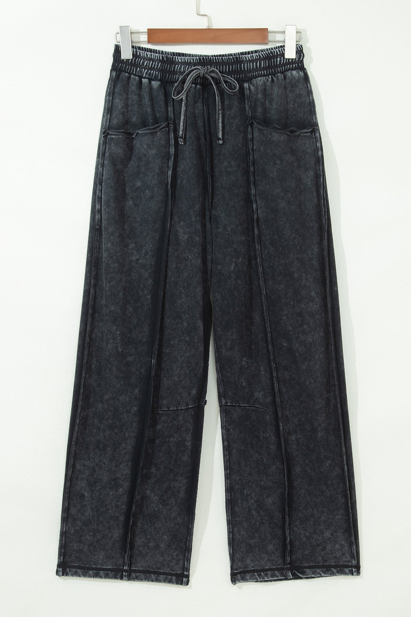 Mineral Wash Raw Seam Drawstring Barrel Pants