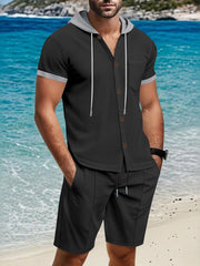 Men's Casual Hooded Top & Shorts Set