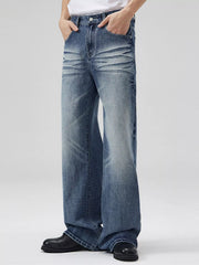 Men's Wide Leg Wash Jeans