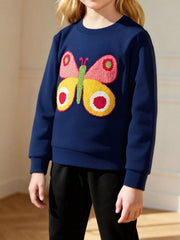 Children's Cotton Butterfly Crew Neck Sweatshirt