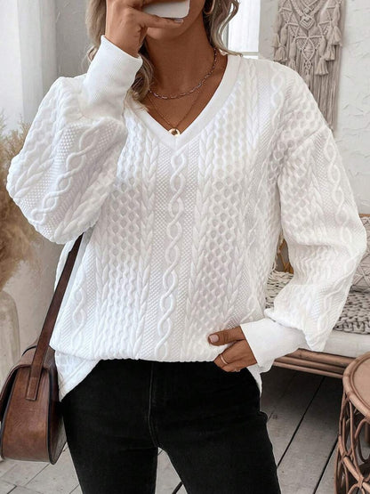 V-Neck Long Sleeve Sweatshirt