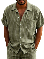 Men's Casual Striped Short Sleeve Shirt
