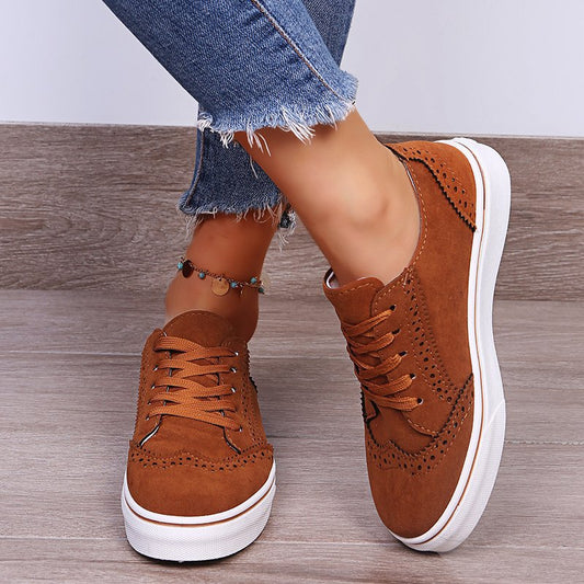 Women's Lace-Up Suedette Flat Sneakers