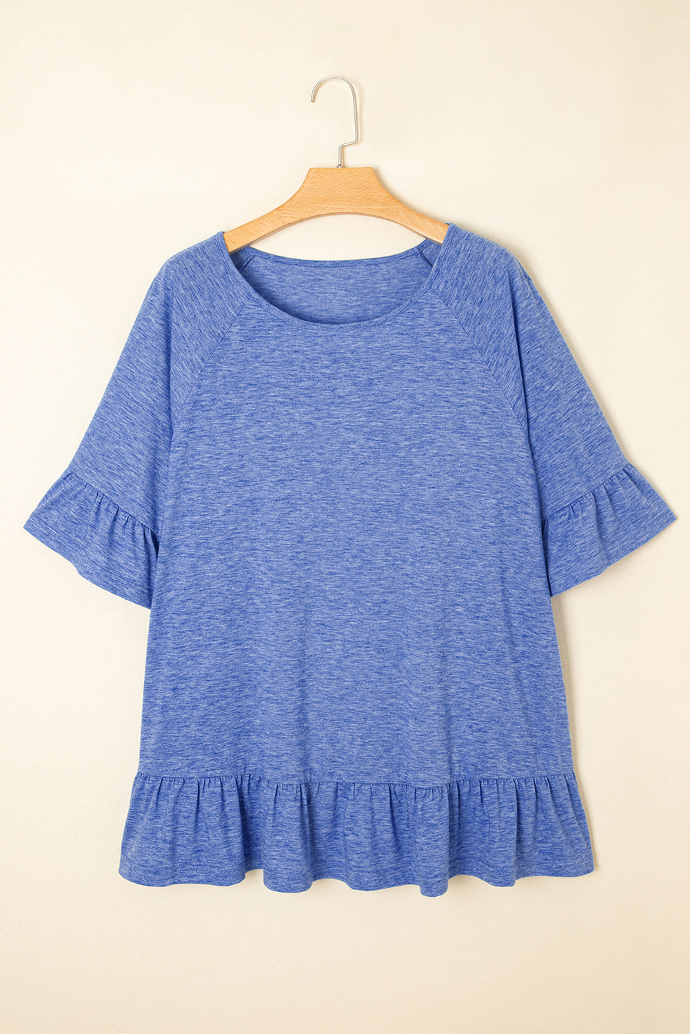 Plus Size Ruffle Hem Flowy Blouse