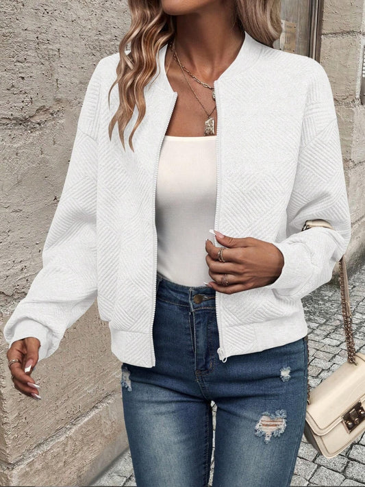 Women's Textured Zip Up Long Sleeve Jacket