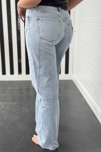 Beau Blue Light Wash Exposed Seam Plus Size Jeans