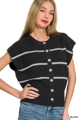 Zenana Striped Viscose Sweater Vest