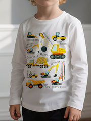 Children's Cotton Construction Vehicle Long Sleeve T-Shirt