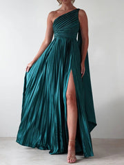One-Shoulder Slit Maxi Dress