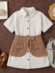 Children's Striped Belly Band Shirt Dress