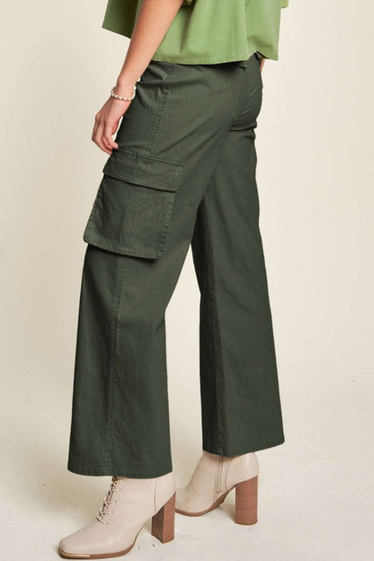 Flap Pocket Mid Rise Cargo Pants