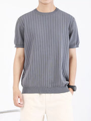 Men's Plus Size Ribbed Knit Slim Fit T-Shirt
