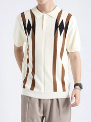Men's Geometric Pattern Knitted Polo
