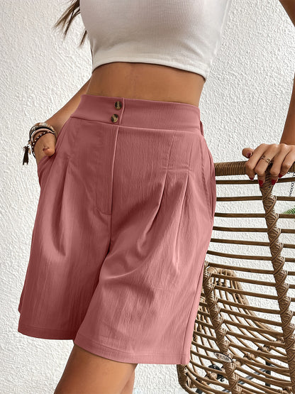 Pocketed Elastic High Waist Shorts