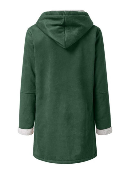 Pocketed Long Sleeve Hooded Toggle Jacket