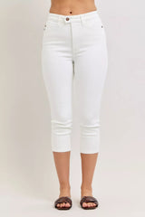 Judy Blue High Waist Extended Waistband Capri Pants with Spade Pockets
