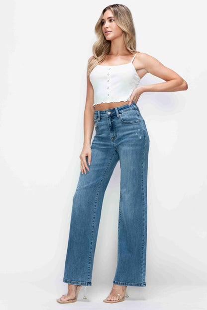 High Rise Wide Leg Jeans with Pockets