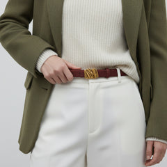 Abstract Buckle Leather Belt