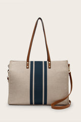 Cotton-Linen Blend Striped Tote Bag