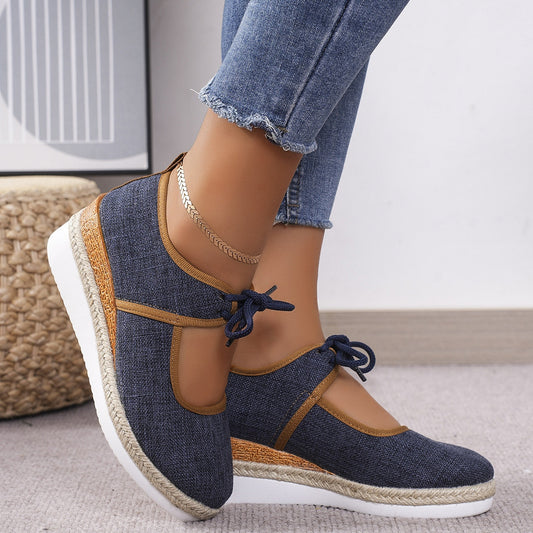 Women's Tied Cutout Wedge Slip-Ons