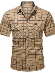 Men's Casual Plaid Short-Sleeve Shirt