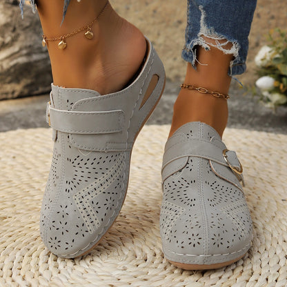 Women's Suede Round Toe Wedge Sandals